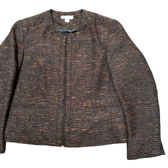 Coldwater Creek Brown Textured Zip Up Jacket Sz PL (14-16) - Picture 4 of 15